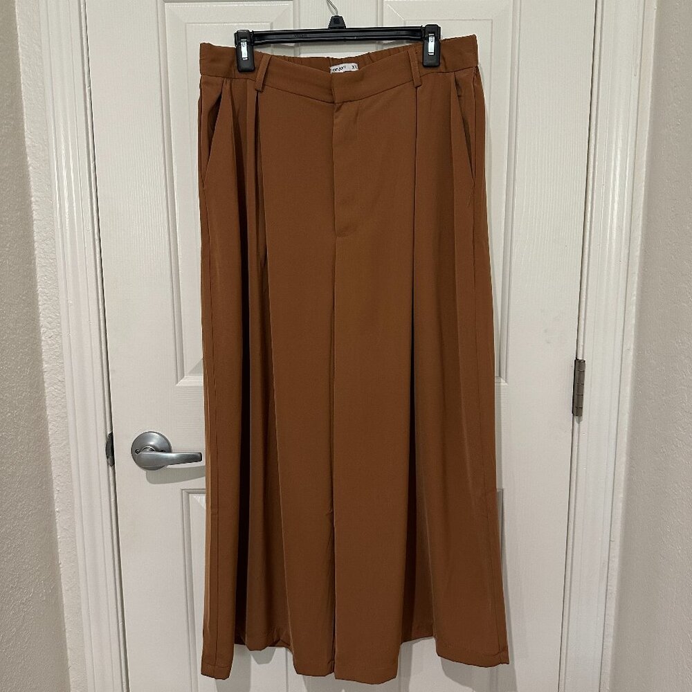 Tronjori Women High Waist Wide Leg Long Palazzo Pants Trousers XL Short